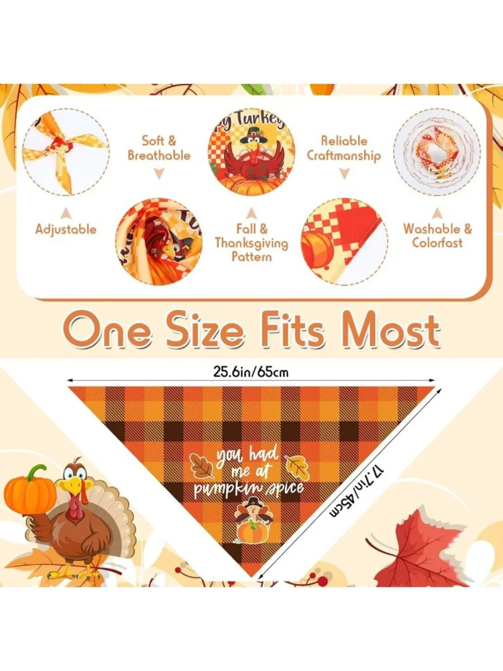 200 Pcs Fall Dog Bandanas - Thanksgiving Bibs for Small & Medium Pets
